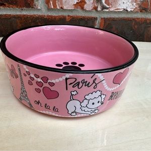 Pink “Paris” Themed Ceramic Dog Dish